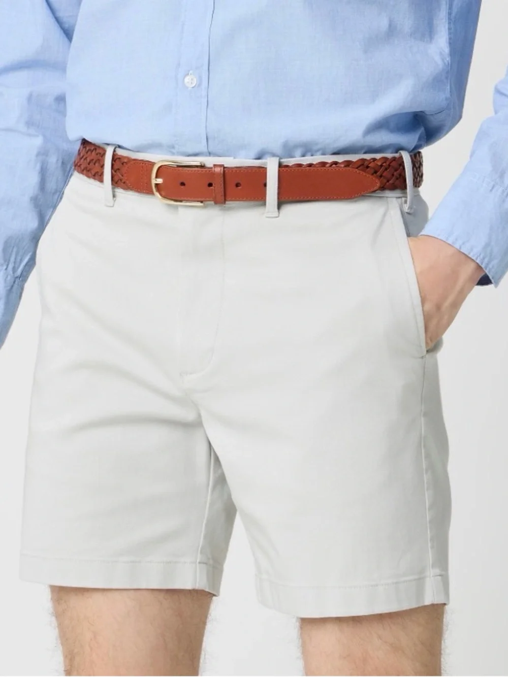 J. Crew Chino Shorts Flat-Front Cotton Blend Mens Size 30